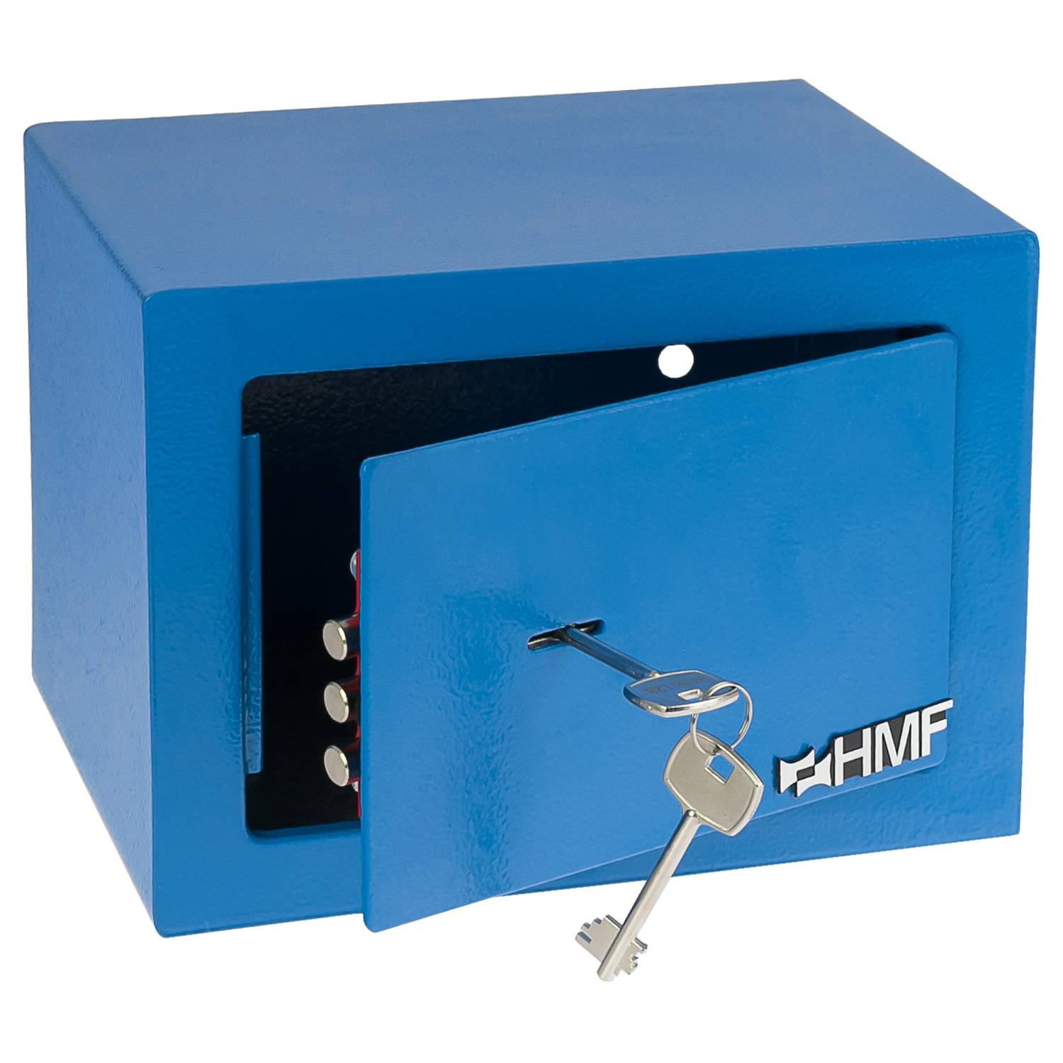 HMF 49216-05 Tresor mit Schlüssel, Möbeltresor klein, 23 x 17 x 17 cm, Blau-0