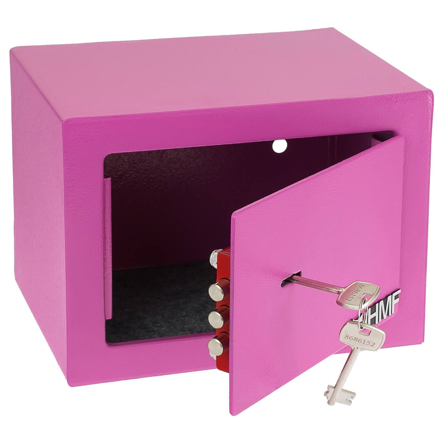 HMF 49216-15 Tresor mit Schlüssel, Möbeltresor klein, 23 x 17 x 17 cm, Pink-0