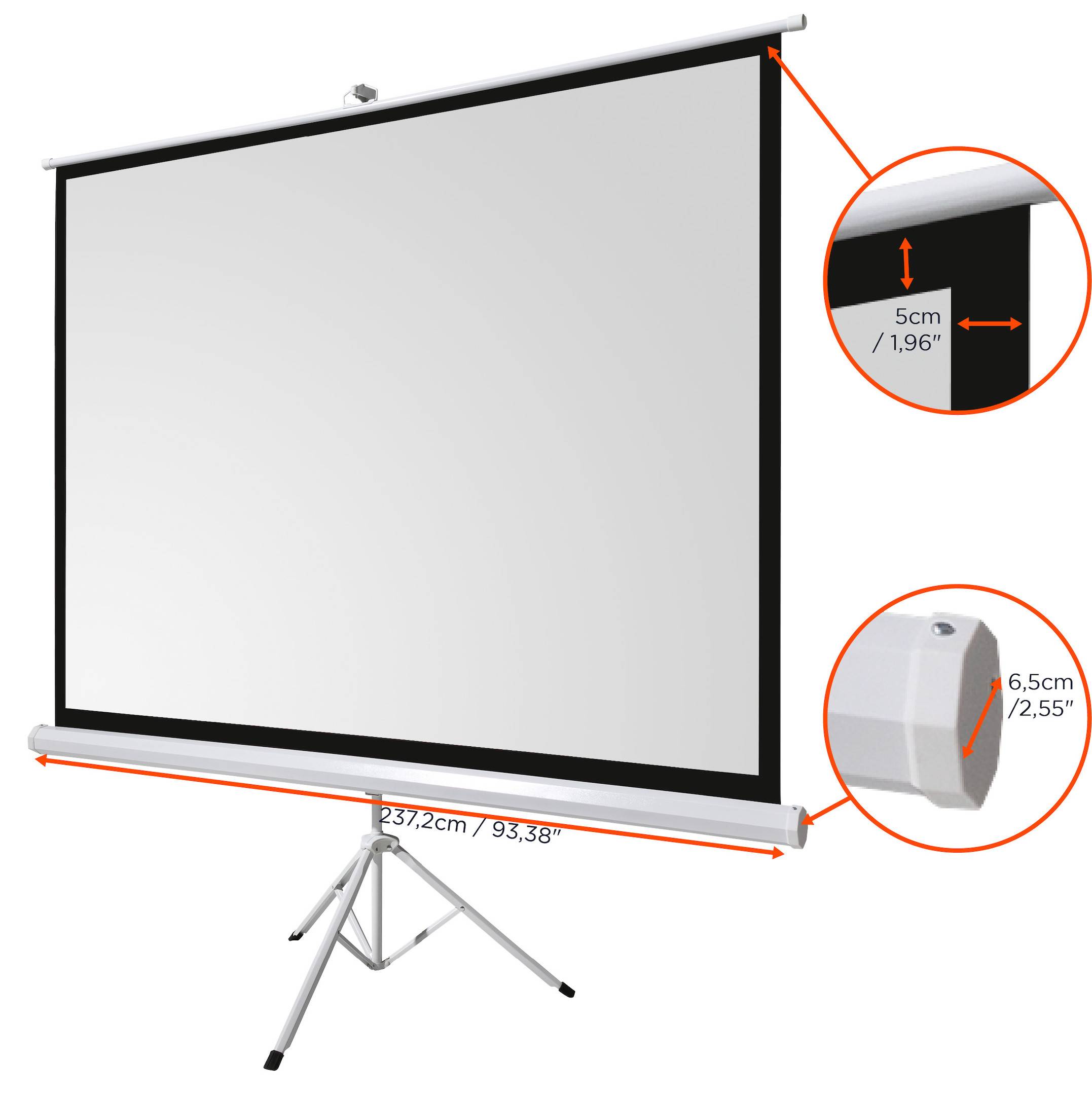 celexon basic Stativ-Leinwand 120" | 220x220 cm 1:1 | mobile transportable 4K, Full-HD Leinwand | Beamerleinwand mit Sta-3