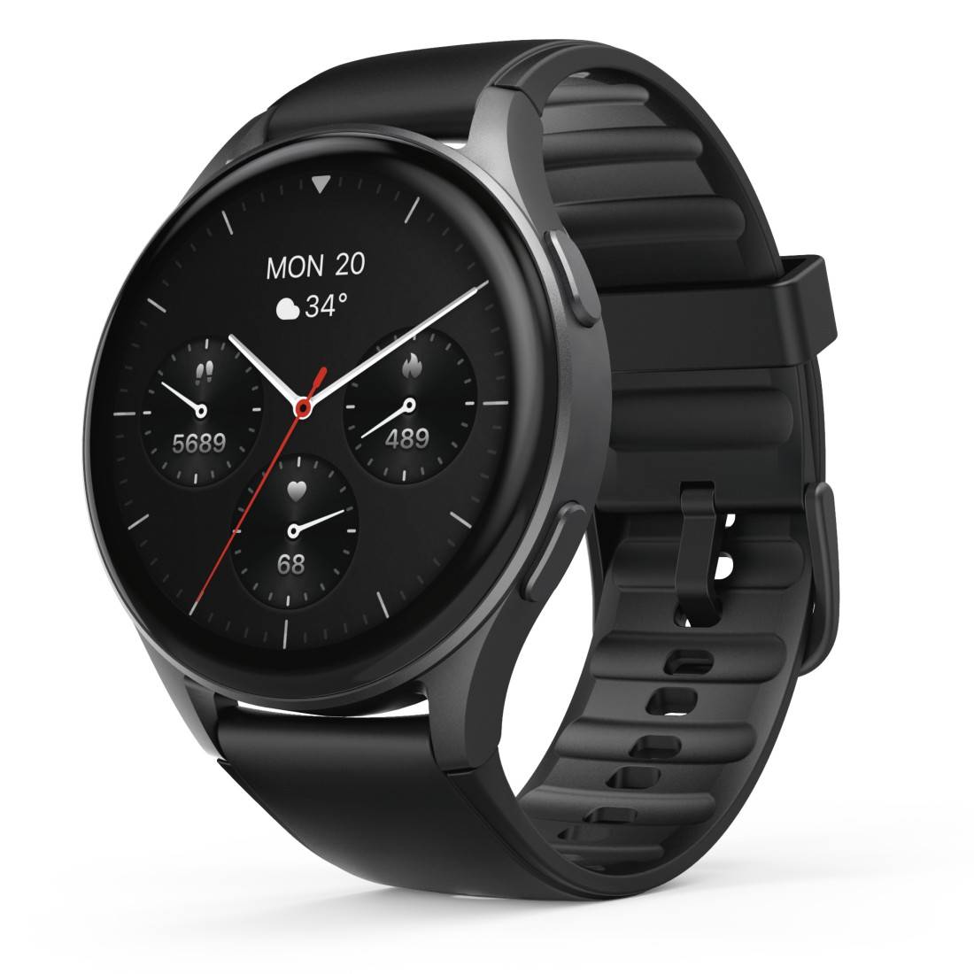 hama 00178611 Smartwatch "8900", GPS, AMOLED 46 mm, Telefonfunktion, Alexa, rund, Schwarz-0
