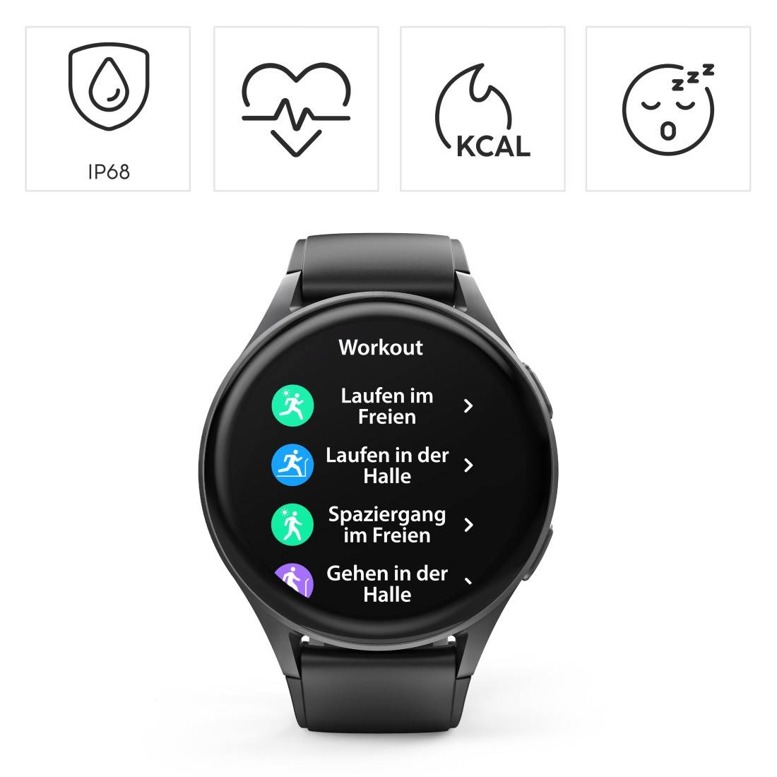 hama 00178611 Smartwatch "8900", GPS, AMOLED 46 mm, Telefonfunktion, Alexa, rund, Schwarz-1