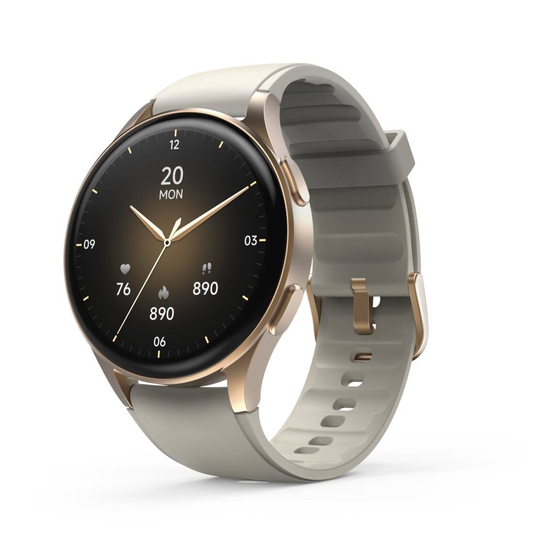 hama 00178613 Smartwatch "8900", GPS, AMOLED 43 mm, Telefonfunktion, Alexa, rund, Gold-0