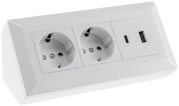 Steckdosenblock 2-fach USB-A & USB-C 23572 Farbe weiß Ausführung Steckdosenblock Zuleitung ohne Länge - m Steckdose 2-fa