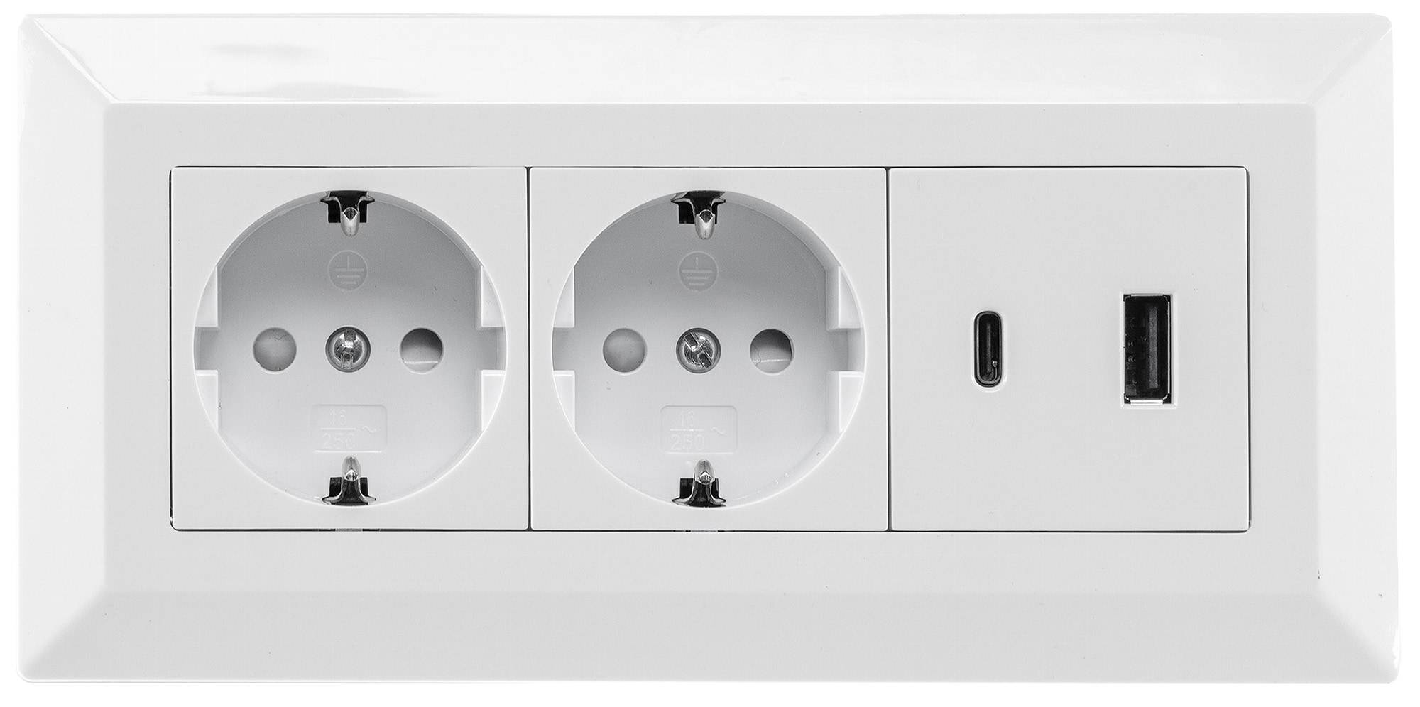 Steckdosenblock 2-fach USB-A & USB-C 23572 Farbe weiß Ausführung Steckdosenblock Zuleitung ohne Länge - m Steckdose 2-fa-1