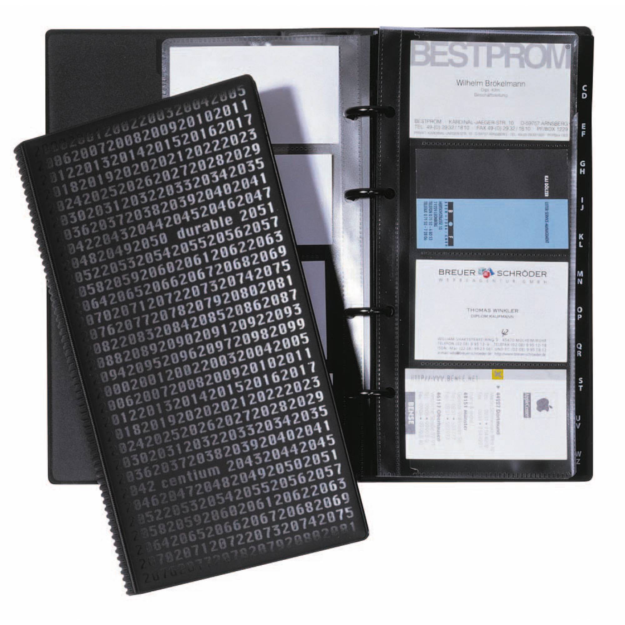 Visitenkartenringbuch 145255mm 200Karten sw-0