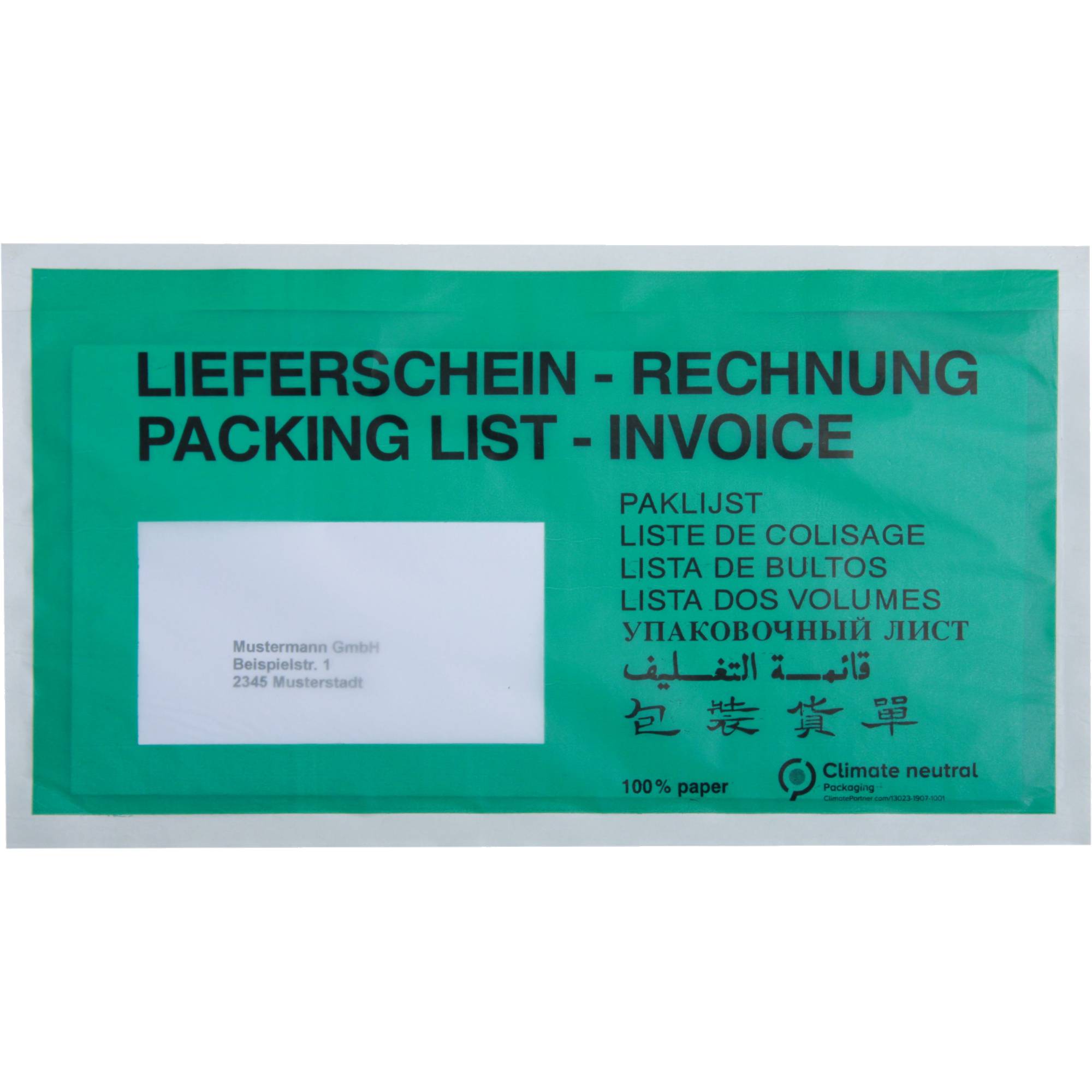 Begleitpapiertasche DL 240x135mm gn LS-RE 250St-0