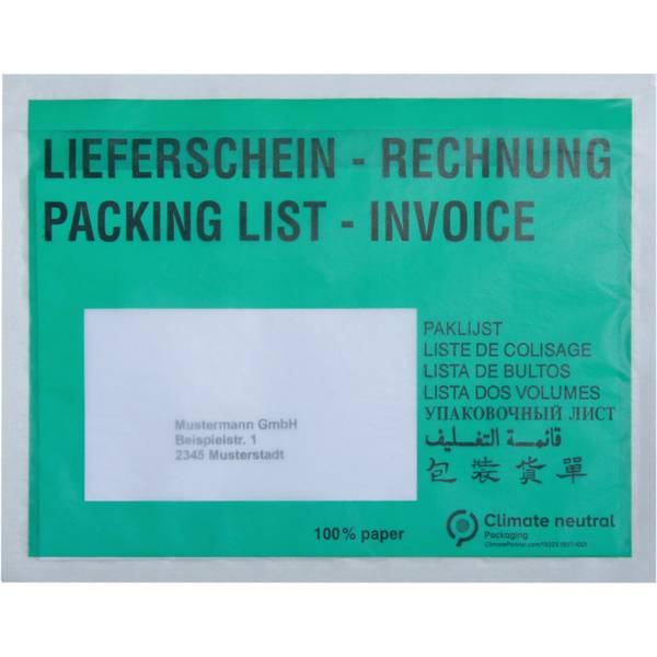 Begleitpapiertasche C6 175x135mm gn LS-RE 250St