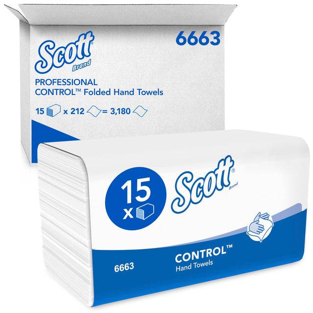 Handtuch Scott® 6663 1-lagig,geprägt weiß L315xB215ca.mm 3180 Tücher/VE-2