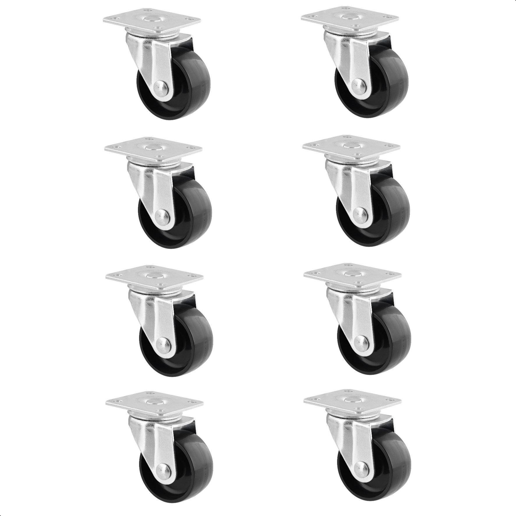 WAGNER Möbelrolle/Lenkrolle 8tlg. Set - Ø 40 mm, Stahl verzinkt, schwarz, Anschraubplatte, Tragkraft 35 kg - 02212000-0