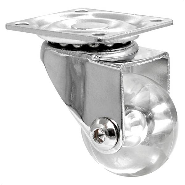 WAGNER Soft-Lenkrolle SKATER - Ø 35 mm, Stahl verzinkt, transparent, Anschraubplatte, Tragkraft 35 kg - 03103501