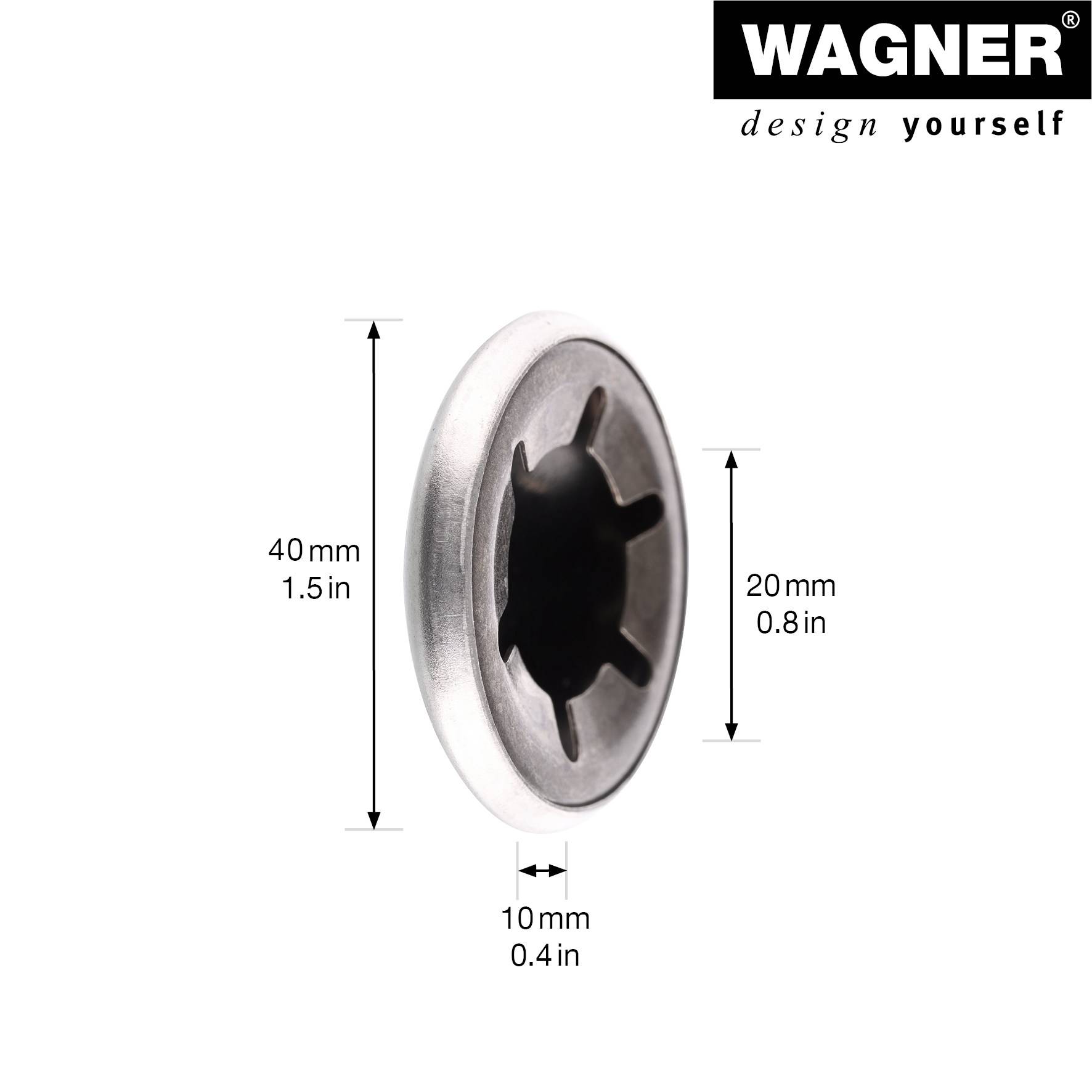 WAGNER Abdeckkappen/Verschlusskappen 2tlg. - für Achsen Ø 20 mm Maße Ø 40 x 10 mm, Stahl verzinkt - 13041999-1
