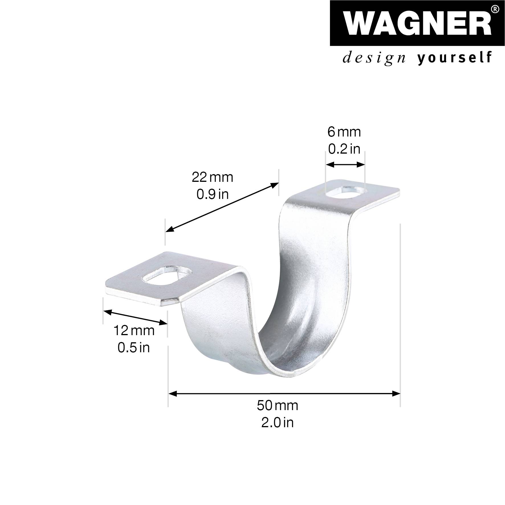WAGNER Befestigungsset 2tlg. - für Achsen Ø 20 mm Maße Ø 20 x 12 x 50 mm, inkl 4 Schrauben, Stahl verzinkt - 13042799-1