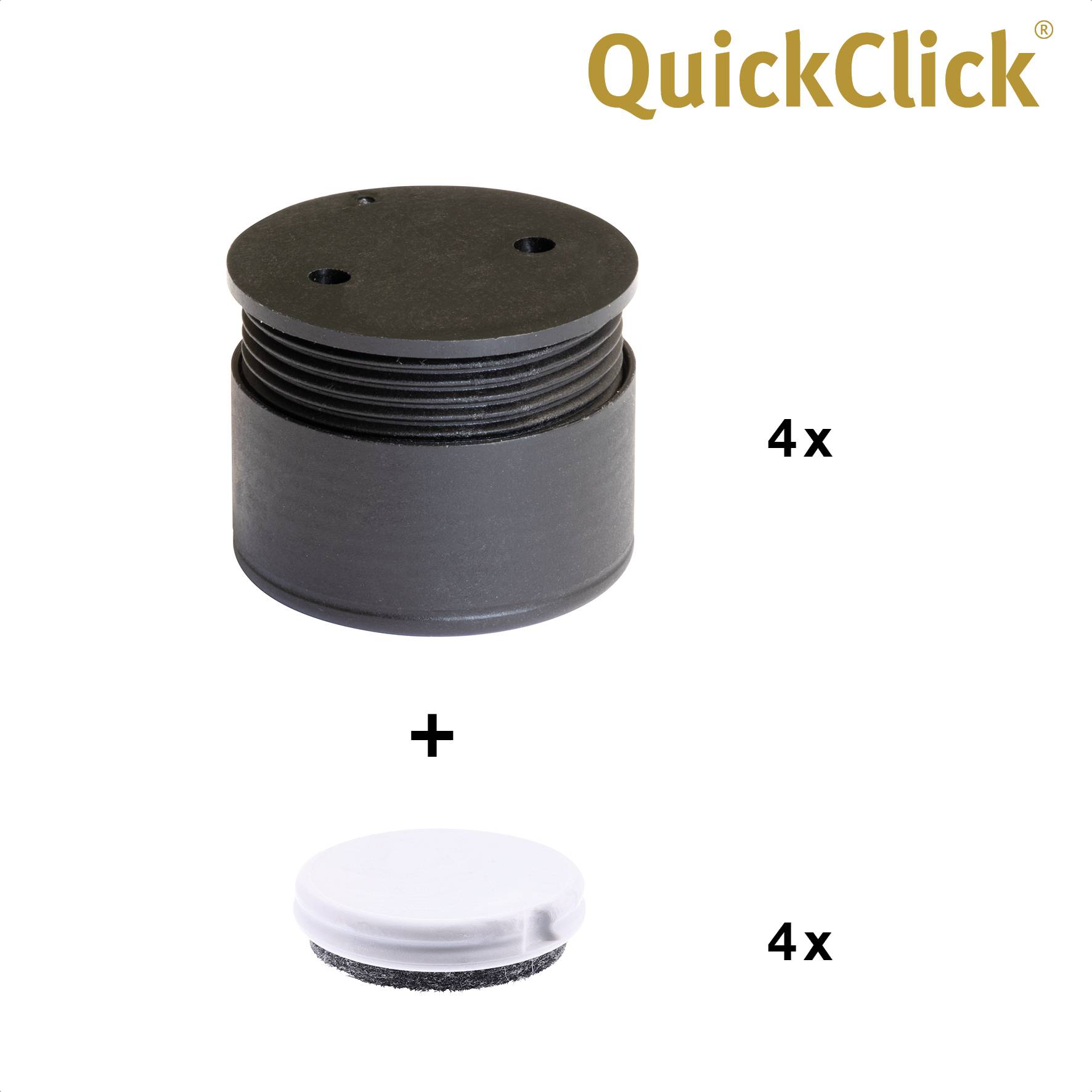 WAGNER Verstellfuß LOUNGE 4tlg. Set - Ø 45 x 25-35 mm, schwarz, QuickClick® Filzgleiter, Platte Ø 43 mm - 16907099-3