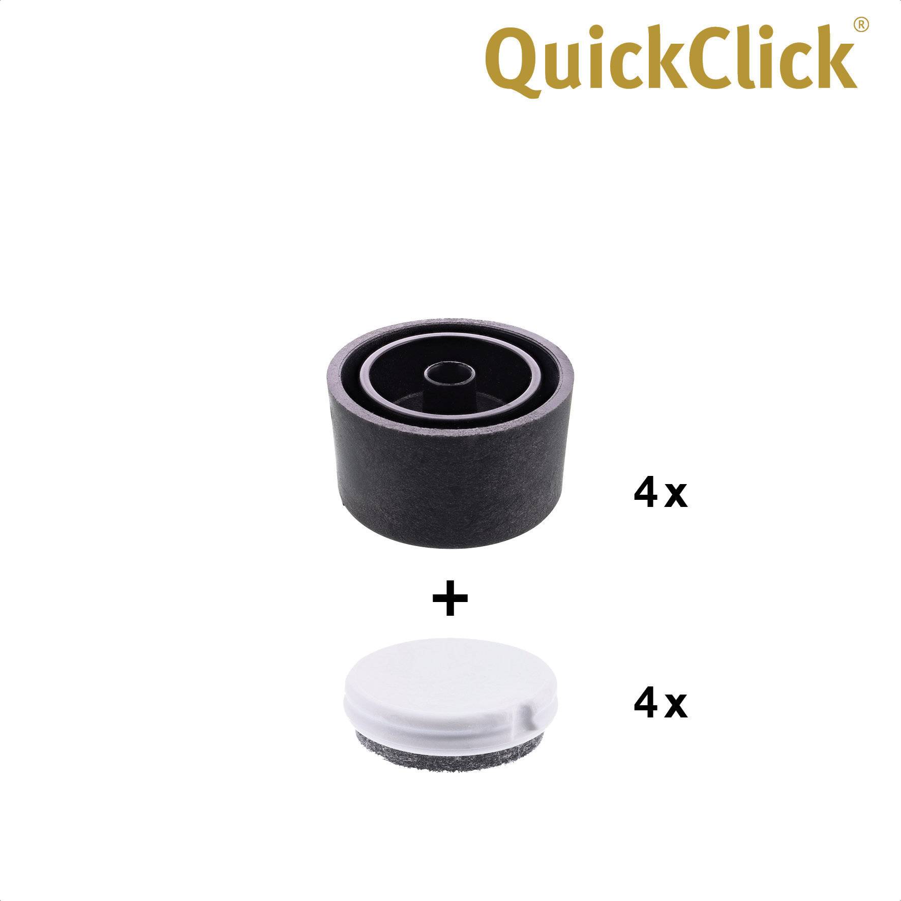 WAGNER Couchfuß/Verstellfuß LOUNGE 4tlg. Set - Ø 30 x 20 mm, schwarz, QuickClick® Filzgleiter Ø 25 mm - 15881899-3