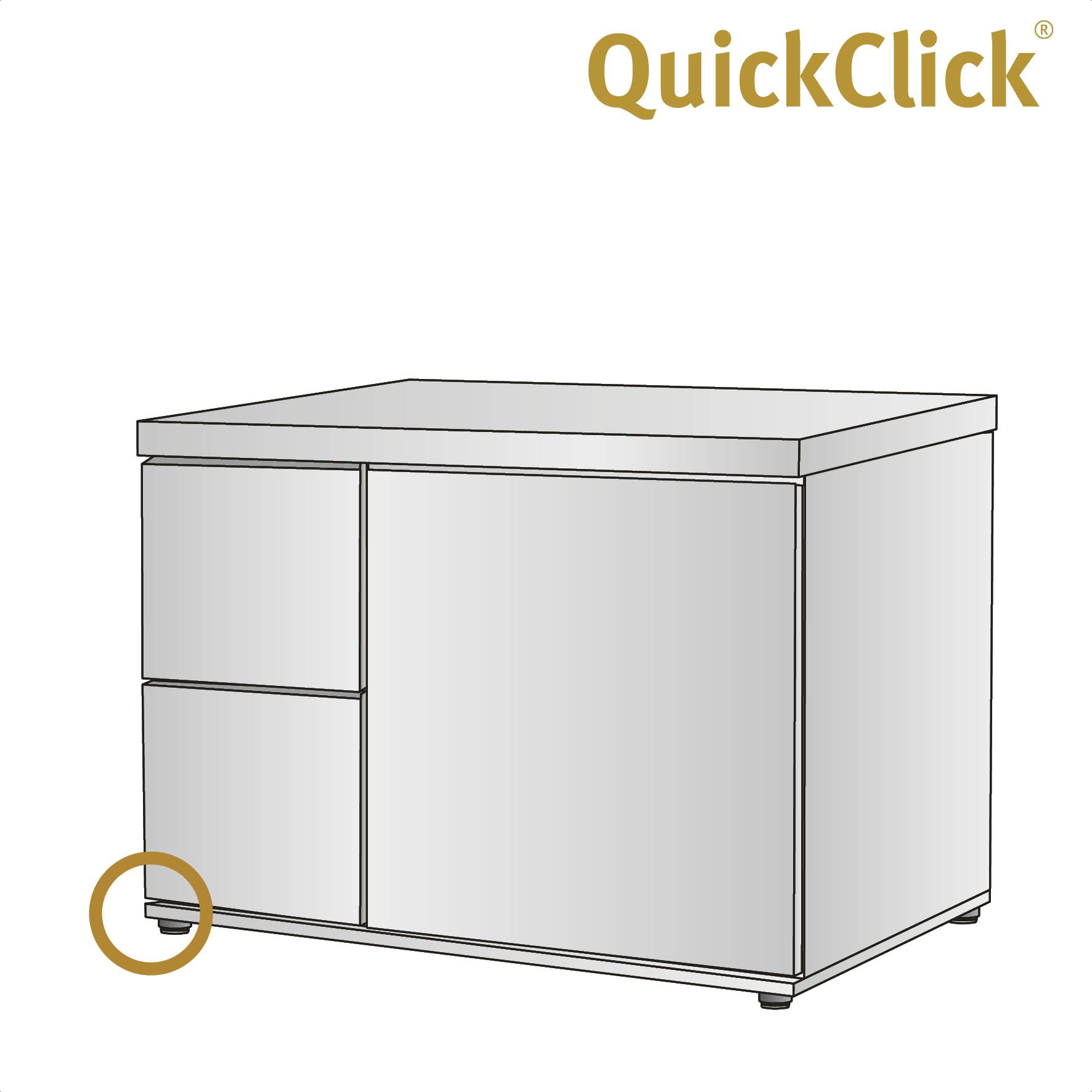WAGNER Couchfuß/Verstellfuß LOUNGE 4tlg. Set - Ø 30 x 20 mm, schwarz, QuickClick® Filzgleiter Ø 25 mm - 15881899-4