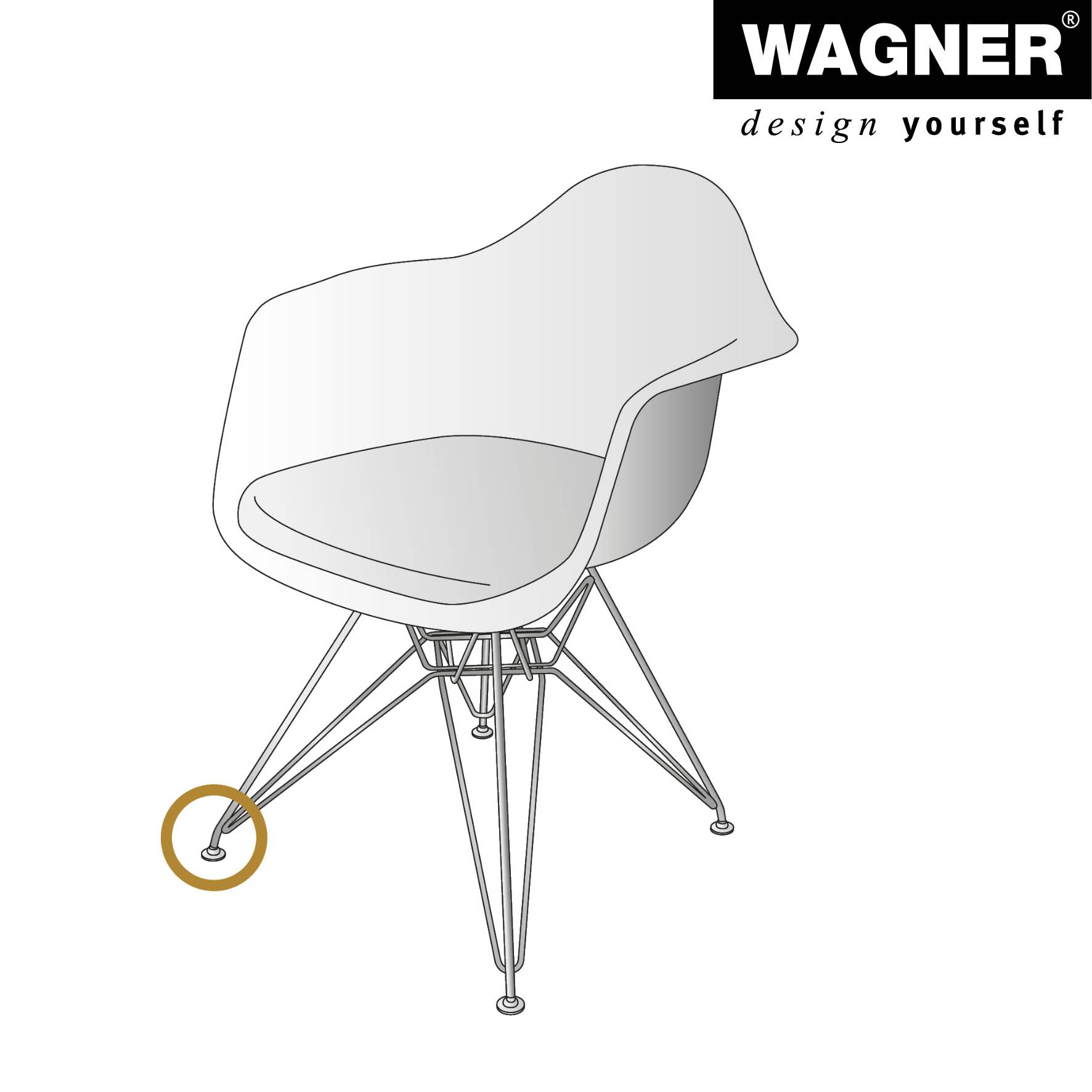 WAGNER Verstellfuß Kugelgelenk, schwarz 4tlg. Set - Ø 37 mm, Gewinde M10x25 mm, Gleiter ULTRASOFT, DE Ware - 15416100-4