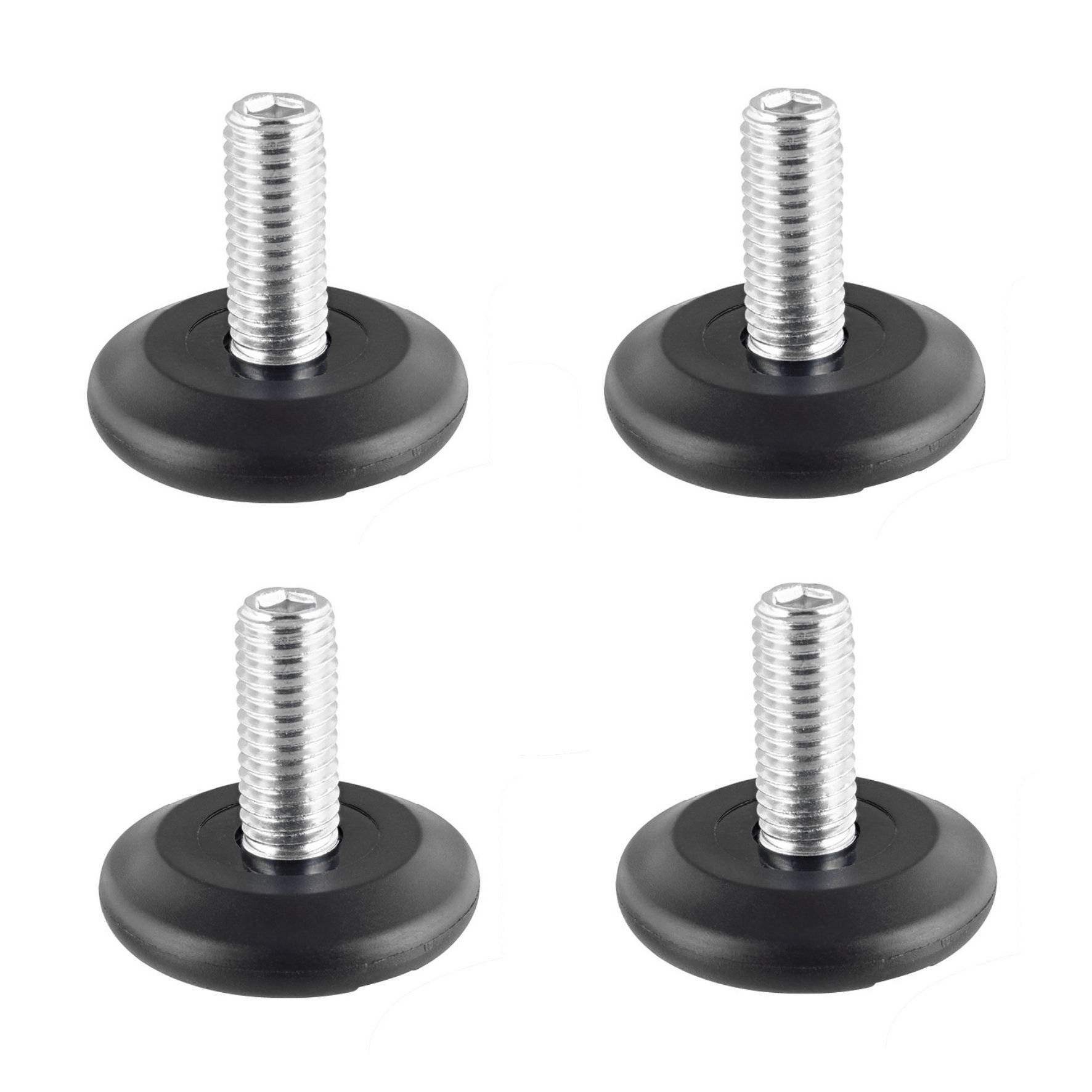 WAGNER Verstellfuß starr, schwarz 4tlg. Set - Ø 37 mm, Gewinde M10x25 mm, Gleiter BLACK, DE Ware - 15413004-0