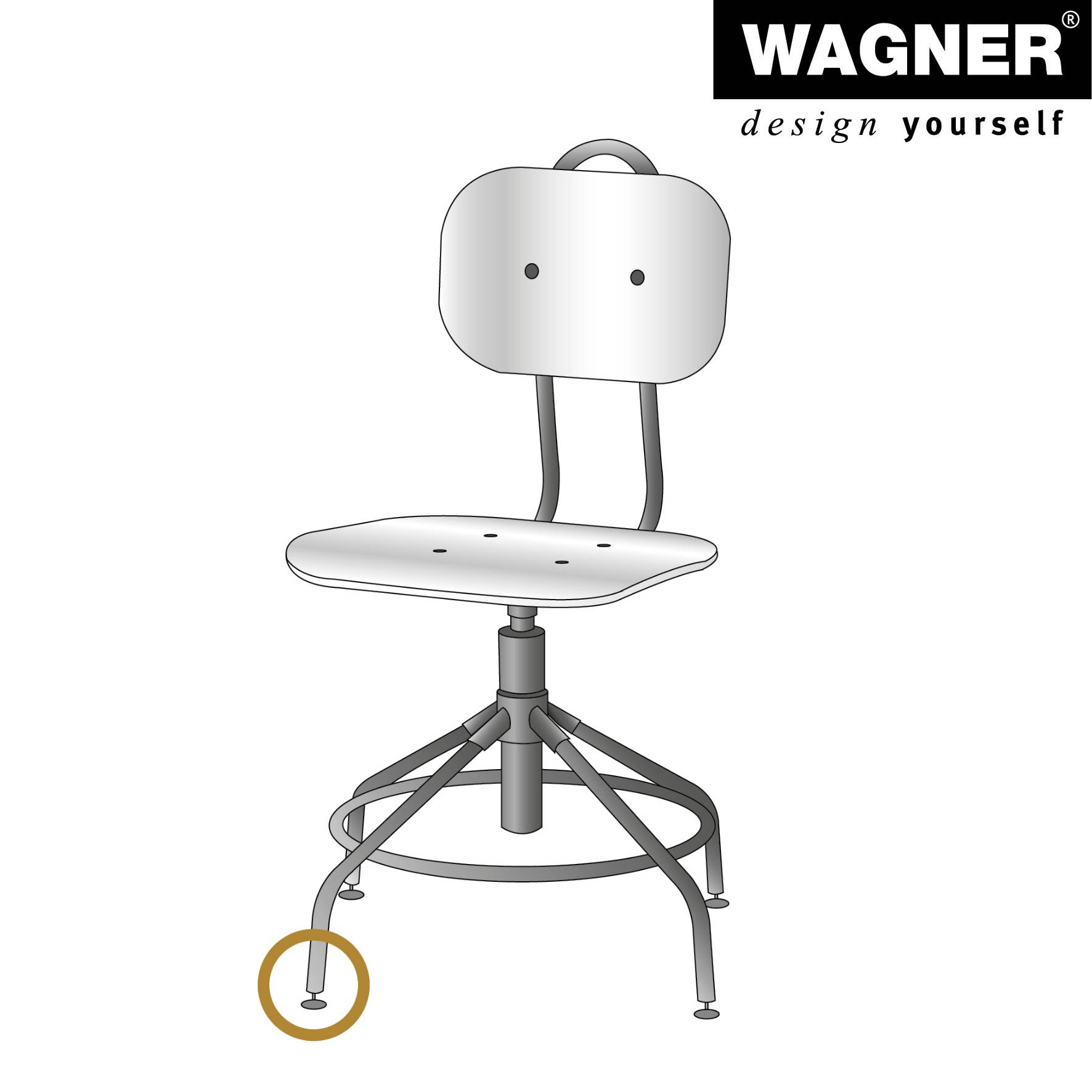 WAGNER Verstellfuß starr, schwarz 4tlg. Set - Ø 37 mm, Gewinde M10x25 mm, Gleiter HYPER, DE Ware - 15832500-4