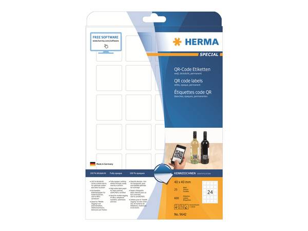 HERMA Special - Papier - matt - permanent selbstklebend - weiß - 40 x 40 mm 600 Etikett(en) (25 Bogen x 24)