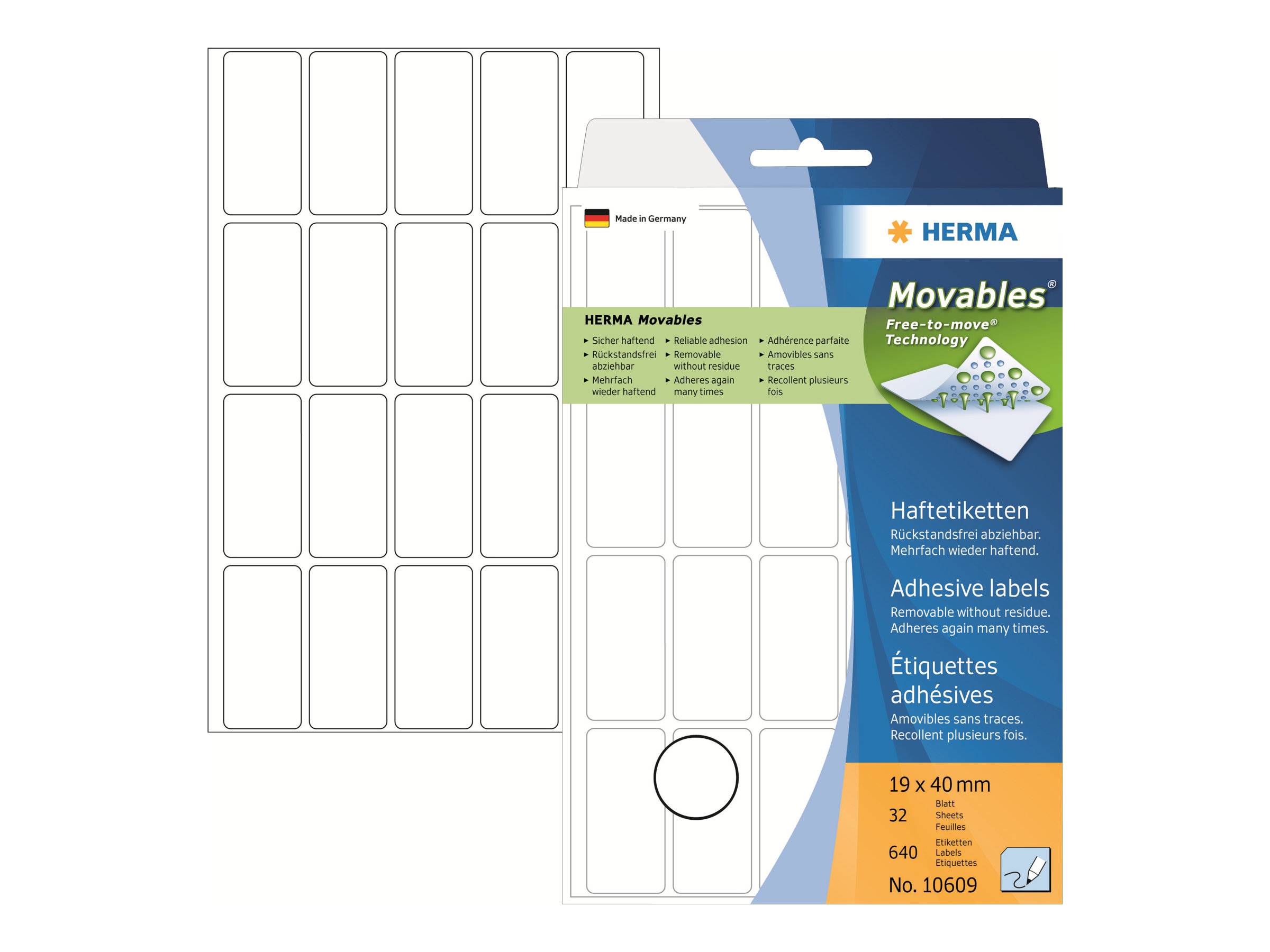 Ablösbare Vielzwecketiketten 19 x 40 mm, weiß, zur Handbeschriftung-0