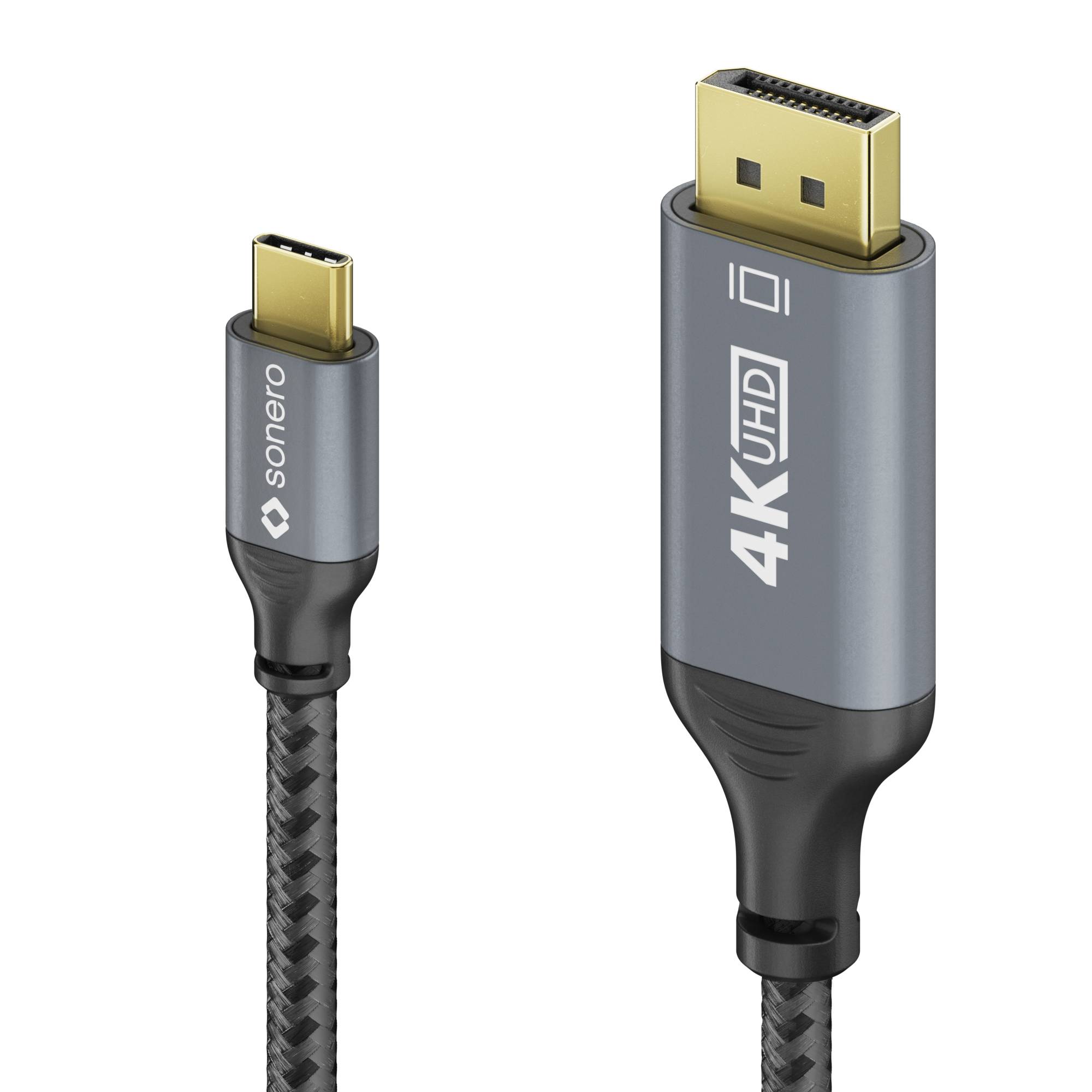 USB-C zu DisplayPort Kabel - 4K60, 21.6Gbps - grau/schwarz - 1.00m-0