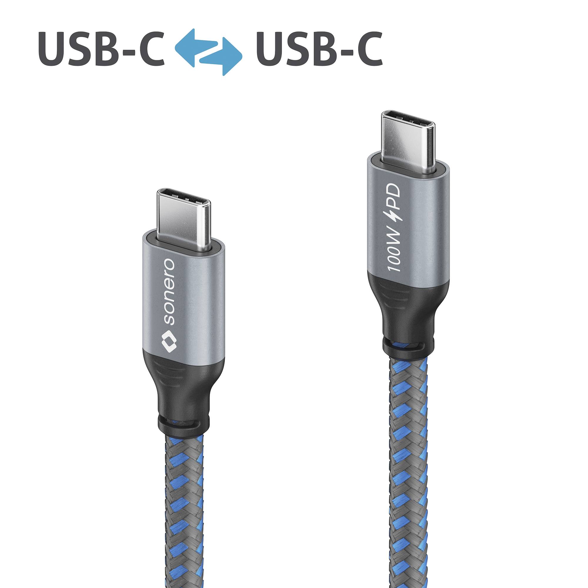 USB-C auf USB-C-Ladekabel - USB 2.0, 100W PD - grau/blau - 0,50m-0