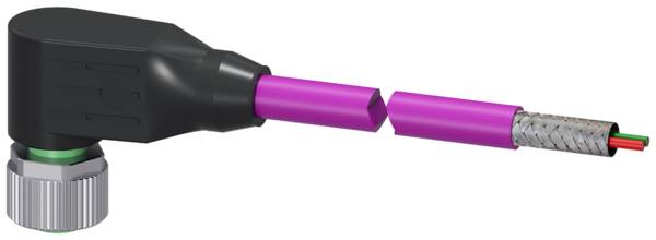 Busleitung für PROFIBUS einseitig konfektioniert 1 x M12 gewinkelt, Stift 2-adrig, geschirmt Länge 10 m
