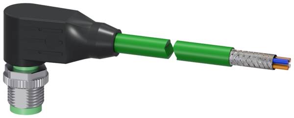 Busleitung für PROFINET einseitig konfektioniert 4-adrig, geschirmt konfektioniert mit 1 x M12 D-kodiert Länge 3,0 m