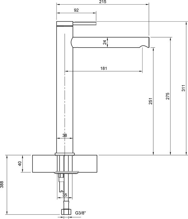 VB Einhebel-WT-Arm. erhöht Loop&Friends 45x309x219mm o Ablaufgarnitur Matt Black-1