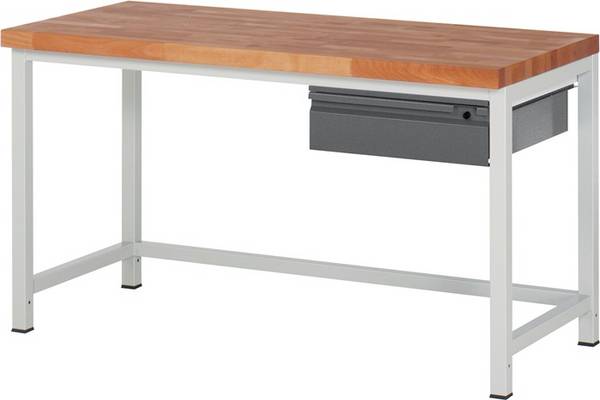Werkbank Basic B1500xT700xH840-1040mm Buche lichtgrau/anthrazitgrau 1Schubl.RAU