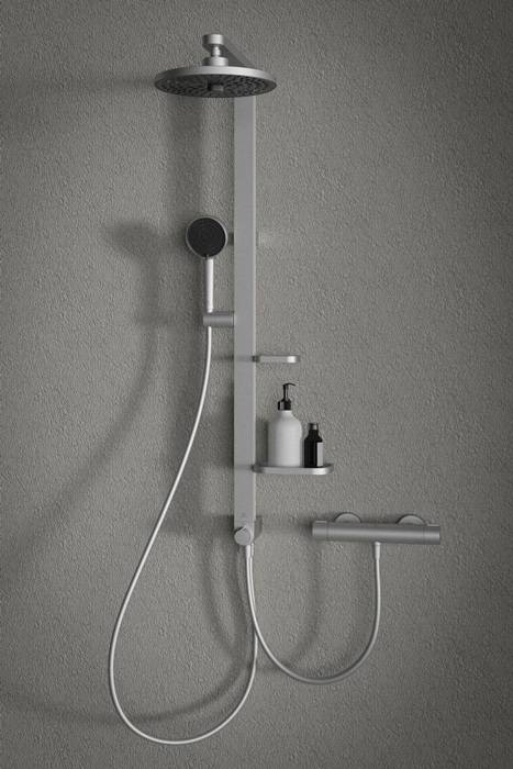 IS Duschsystem CerathermAlu+ m.Brauseth. 2 Ablagen, 2F-HB u 2F-Kopfbrause Silver-1