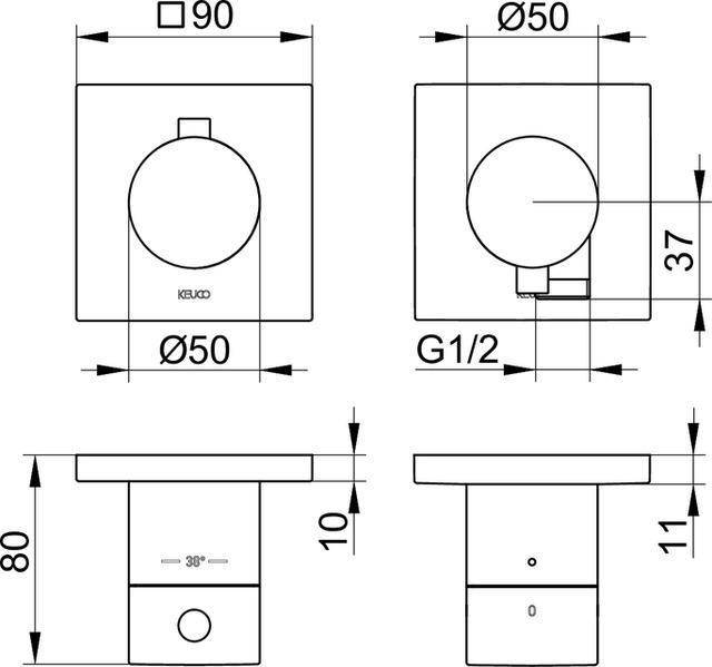 Keuco Thermostatarmaturen-Set EDITION 11 UP f 2 Verbr schwarzchrom gebürstet-1
