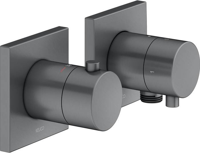 Keuco Thermostatarmaturen-Set EDITION 11 UP f 2 Verbr schwarzchrom gebürstet-0