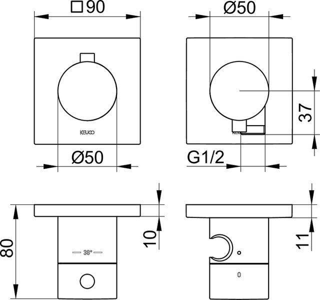 Keuco Thermostatarmaturen-Set EDITION 11 UP, für 2 Verbraucher nickel gebürstet-1