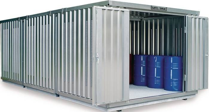 Lagercontainer-Komb.B5080xT4340xH2300mm vormont.WGK1-2 u.GHS1-3 verz.Vol.2x1480l-0