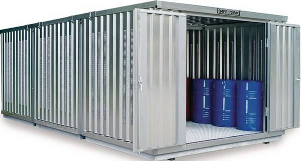 Lagercontainer-Komb.B5080xT4340xH2300mm vormont.WGK1-2 u.GHS1-3 verz.Vol.2x1480l