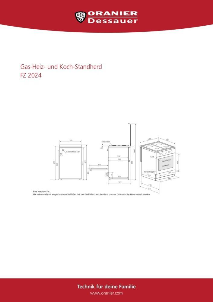 Oranier Gas-/Elektro-Herd FZ 2024-2