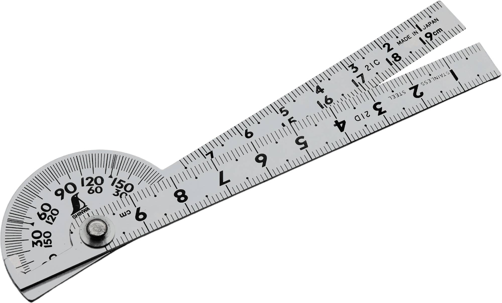 FAMEX Shinwa 62995 Winkelmesser aus Edelstahl Gradmesser No.40 - 90°, 10cm, 12555-1