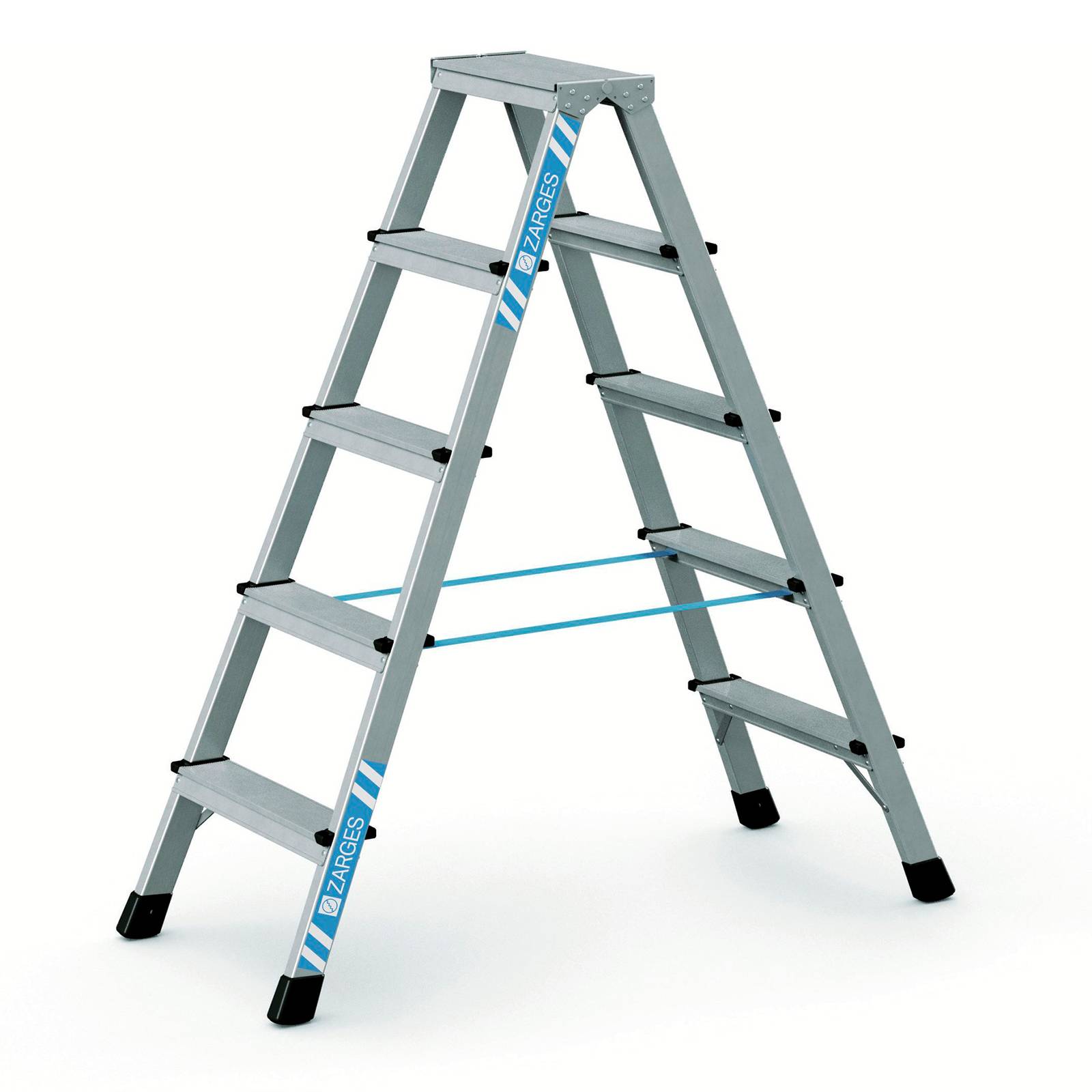 Zarges genietete Stehleiter eloxiert XLstep B 2x5 Stufen-0