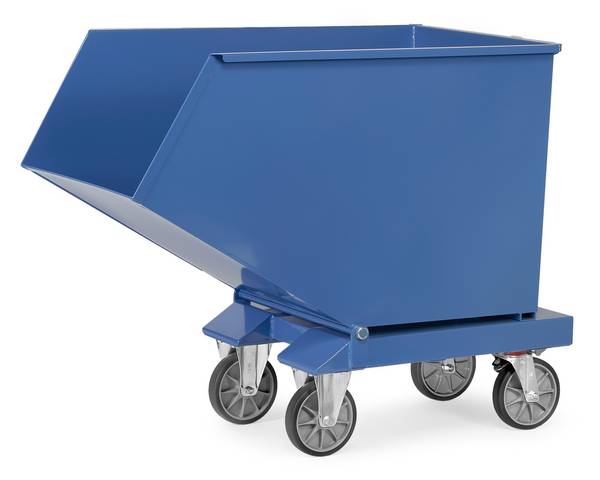 Muldenkippbehälter mit Staplertaschen - 600 l - 750 kg - brillantblau