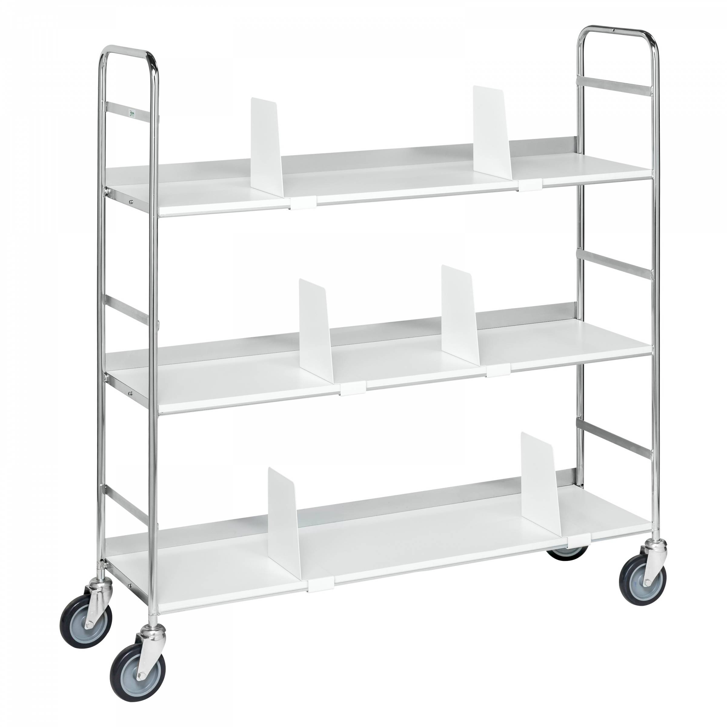 Kongamek mobiler Etagenwagen 1000x290x1140mm verzinkt mit 3 Böden und 6 Buchstützen-0