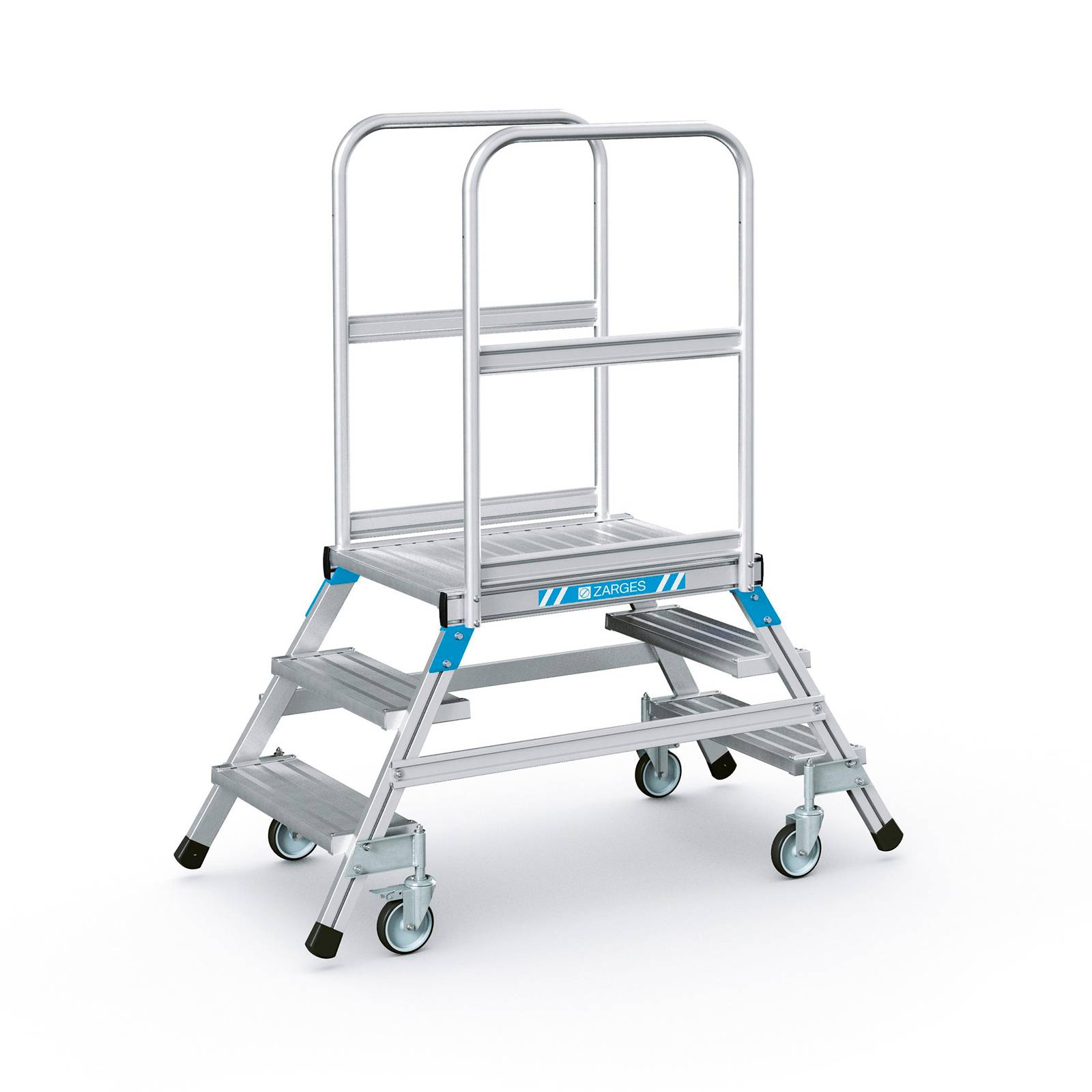 Zarges Podestleiter fahrbar mit 2x3 Leichtmetall-Stufen-0