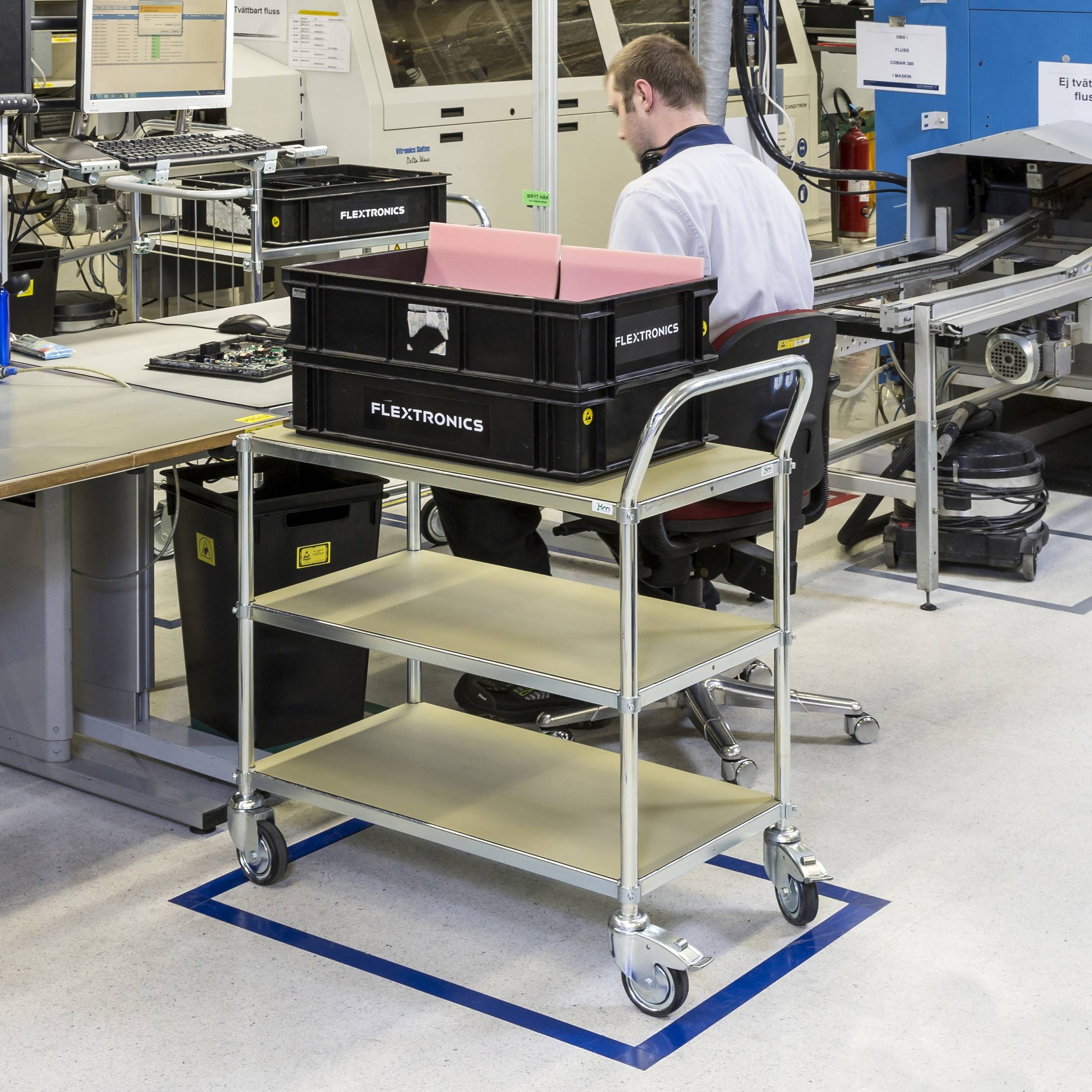 Kongamek ESD-Etagenwagen mit Schiebegriff 2 Etagen 760x440mm Ladefläche ohne Bremse-1