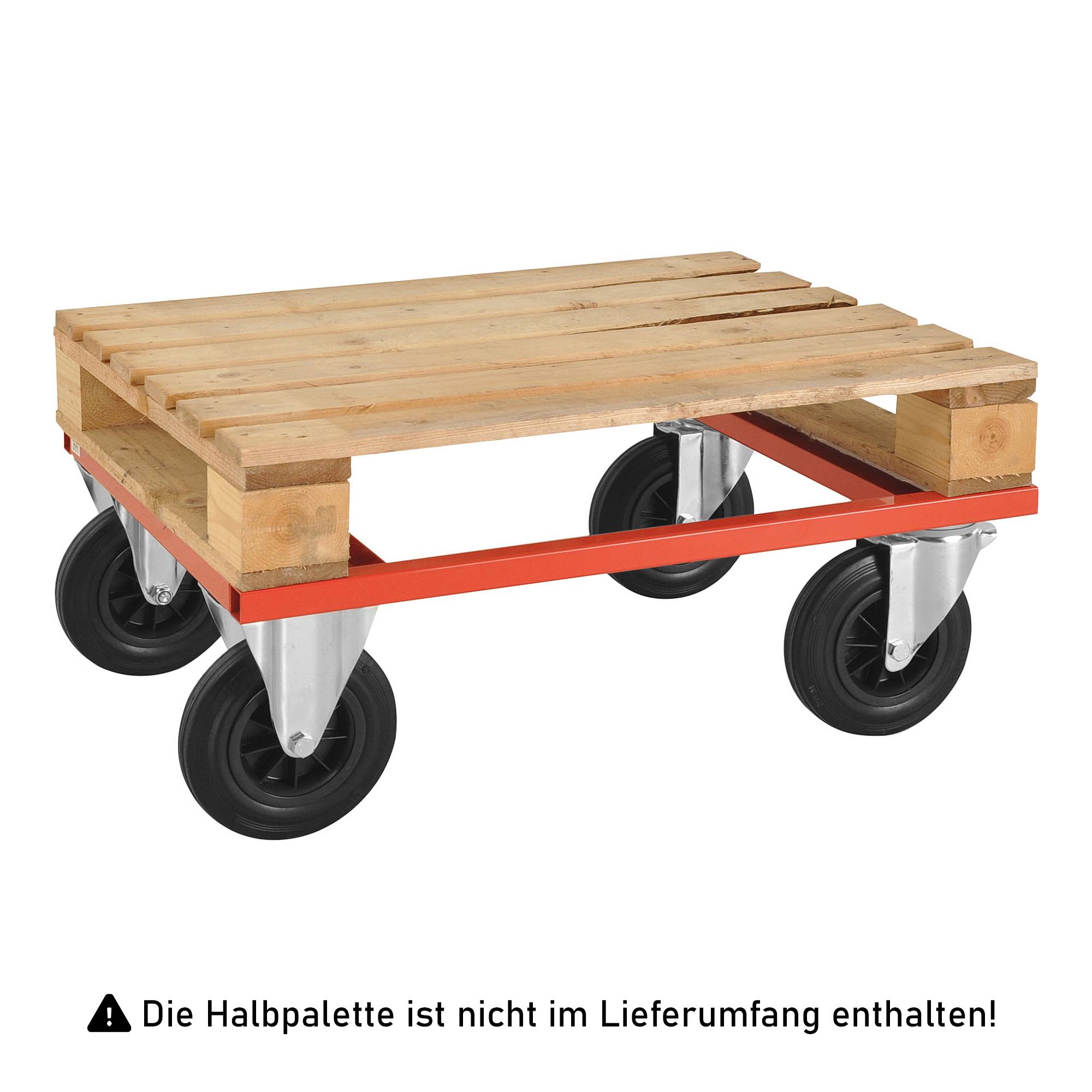 Kongamek Palettenwagen in rot 270mm hoch mit Bremse für Halbpaletten 800x600mm-0