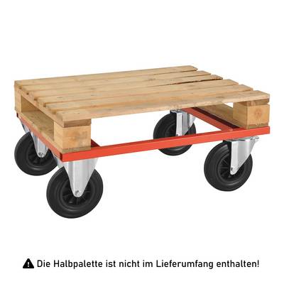 Kongamek Palettenwagen in rot 270mm hoch mit Bremse für Halbpaletten 800x600mm-0