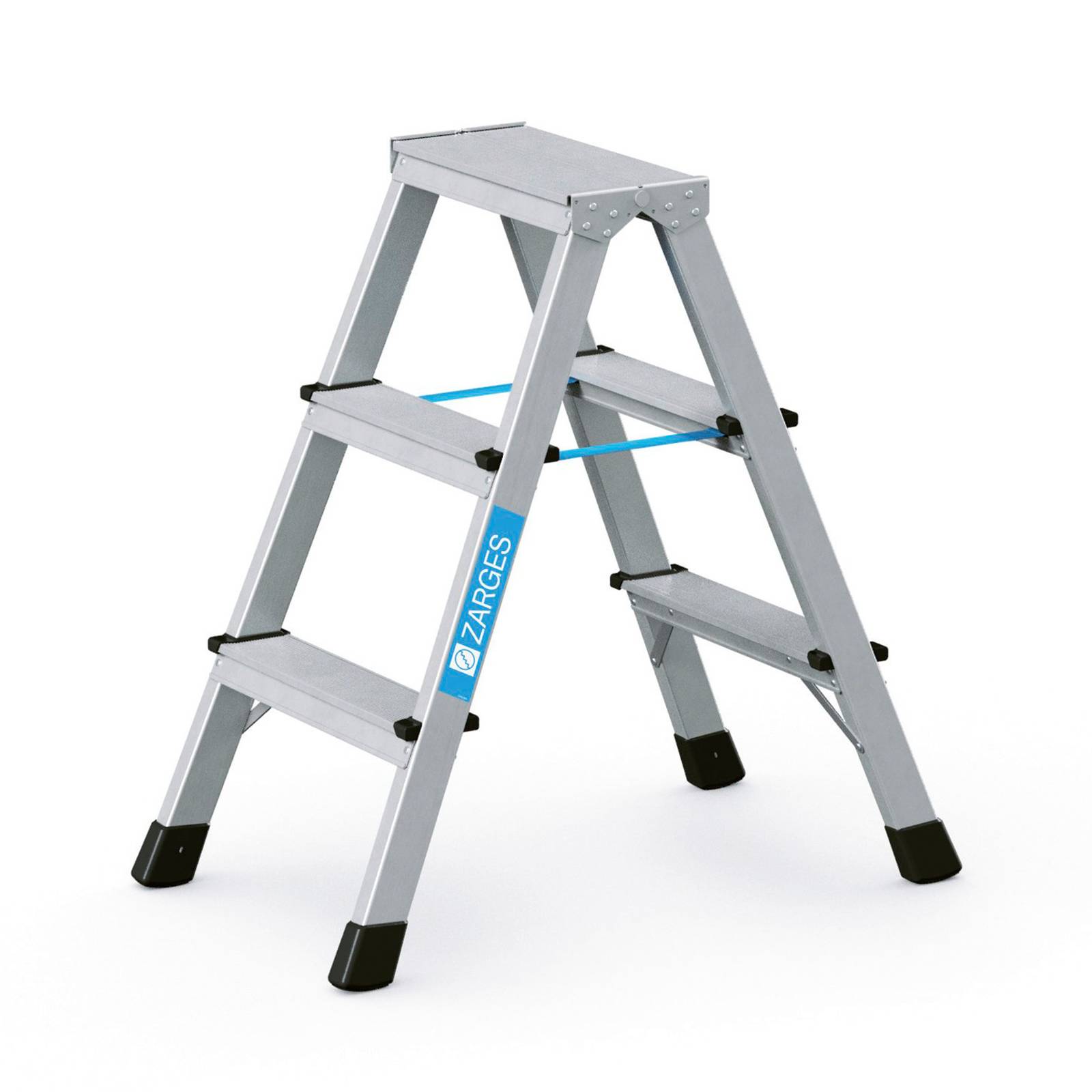 Zarges genietete Stehleiter eloxiert XLstep B 2x3 Stufen