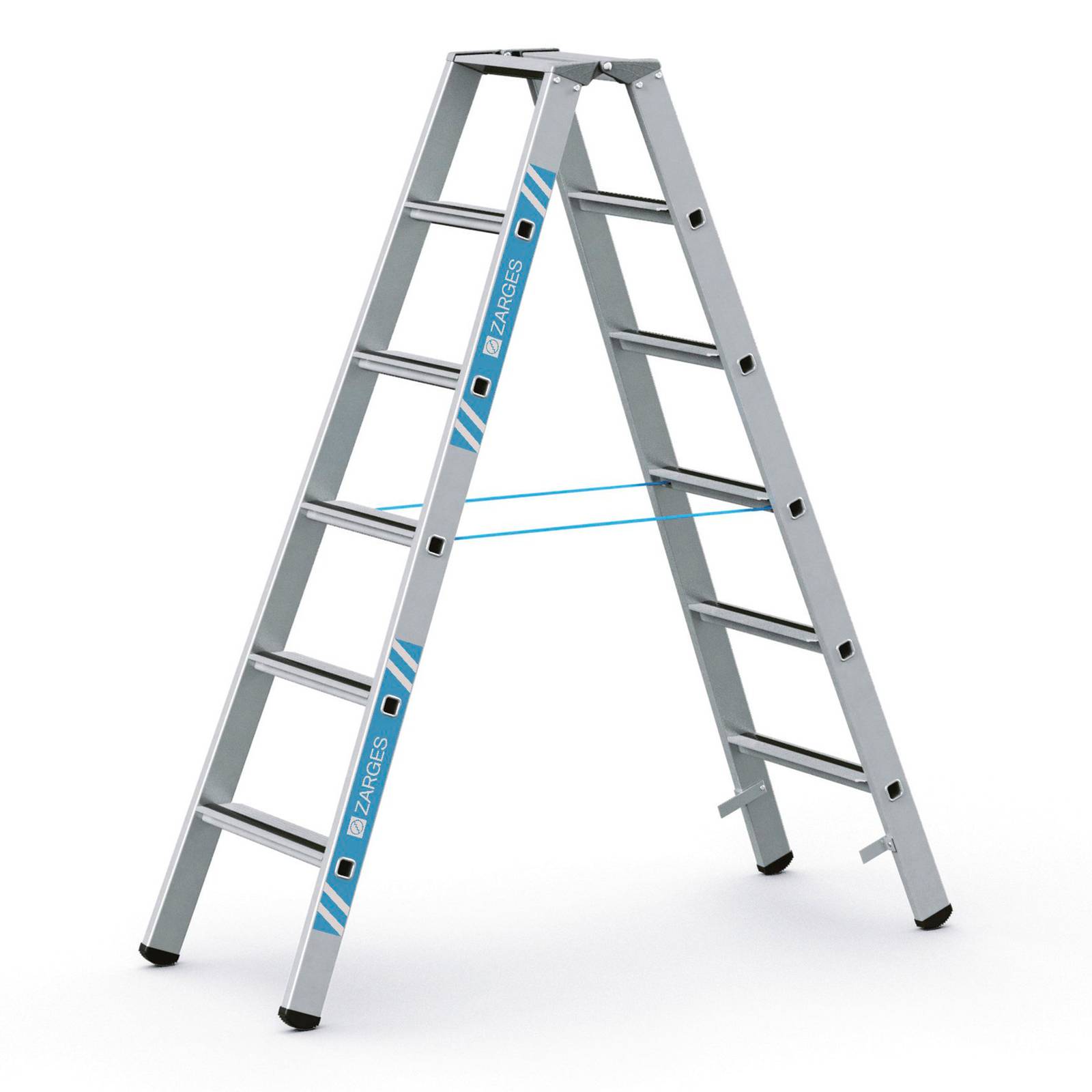Zarges gebördelte Stehleiter, eloxiert Saferstep B 2x6 Stufen-0