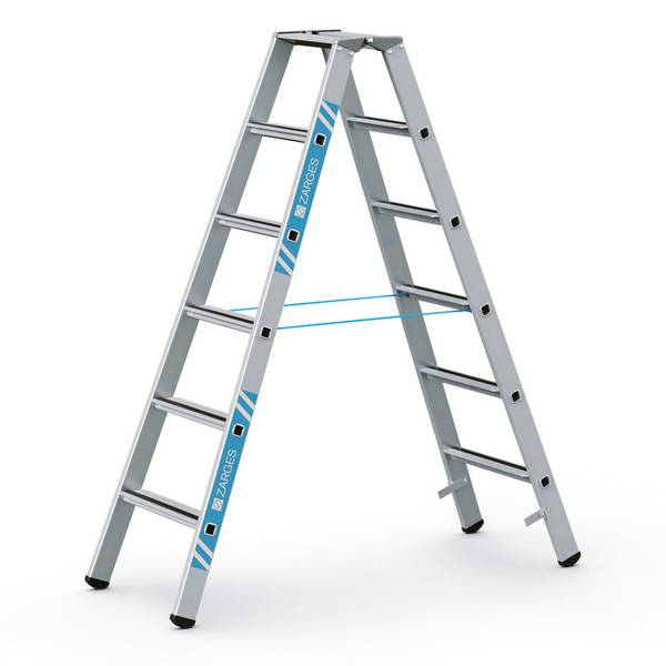 Zarges gebördelte Stehleiter, eloxiert Saferstep B 2x6 Stufen