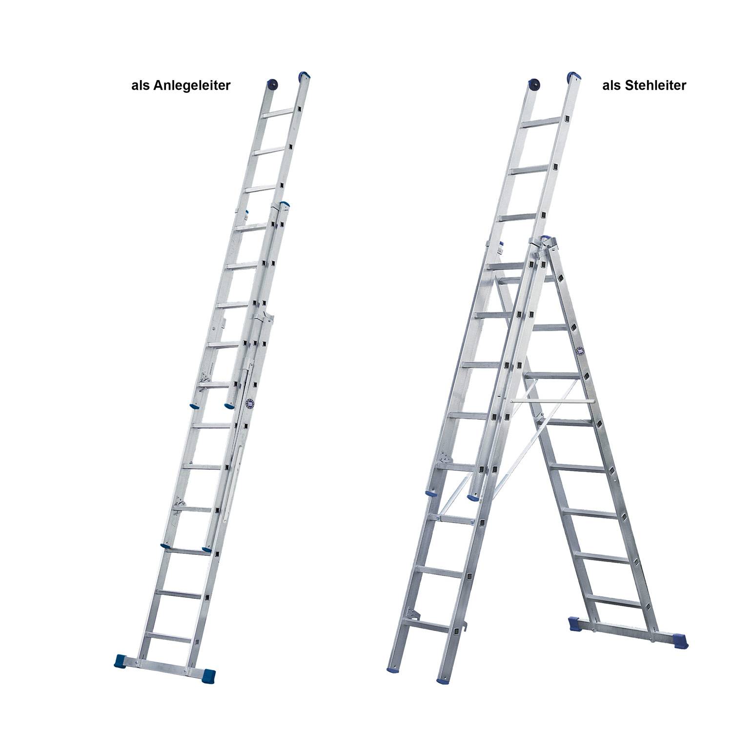 Iller Mehrzweckleiter Eurostars mit Wandlaufrollen 3x14 Sprossen-0