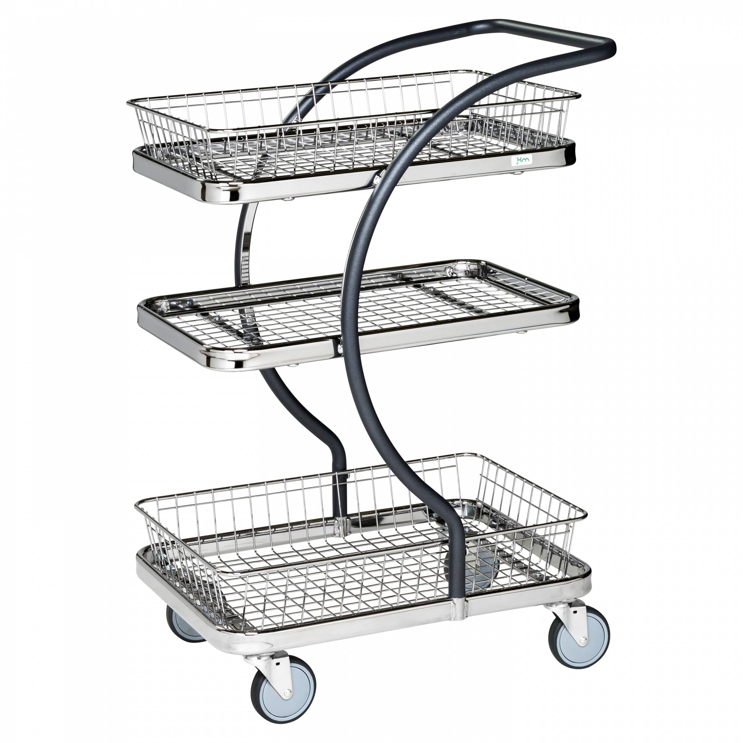 Kongamek C-Line Einkaufswagen in grau 595x360mm mit 3 Etagen und 2 Körben-0